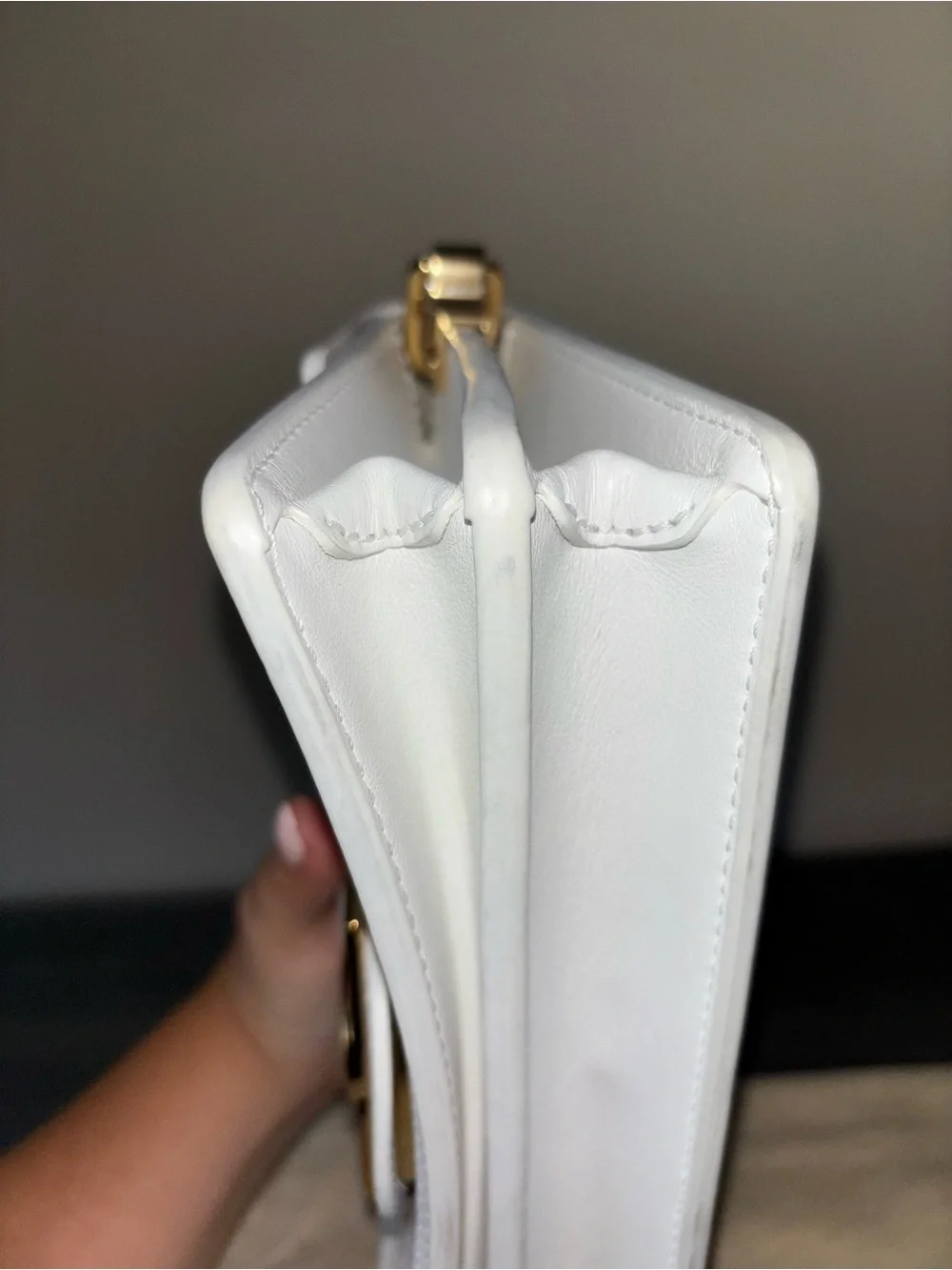 Louis Vuitton White Embossed Monogram Chain Crossbody Bag